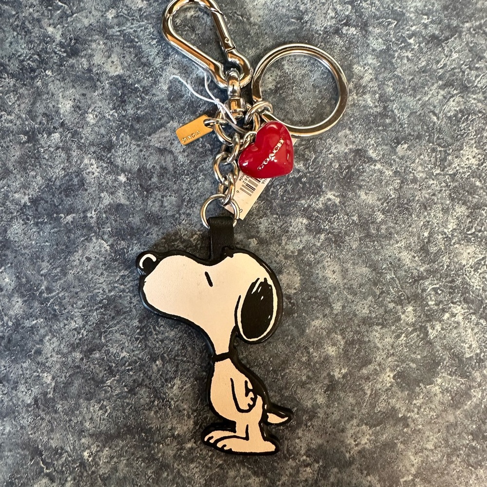 Coach Snoopy Key Holder with Red Heart Charm
